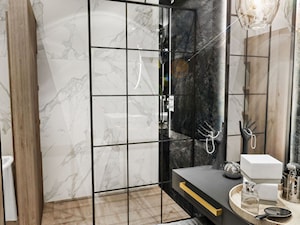 ŁAZIENKA "CIEMNA " 2018 - Średnia bez okna z lustrem łazienka, styl glamour - zdjęcie od BIBI Designe
