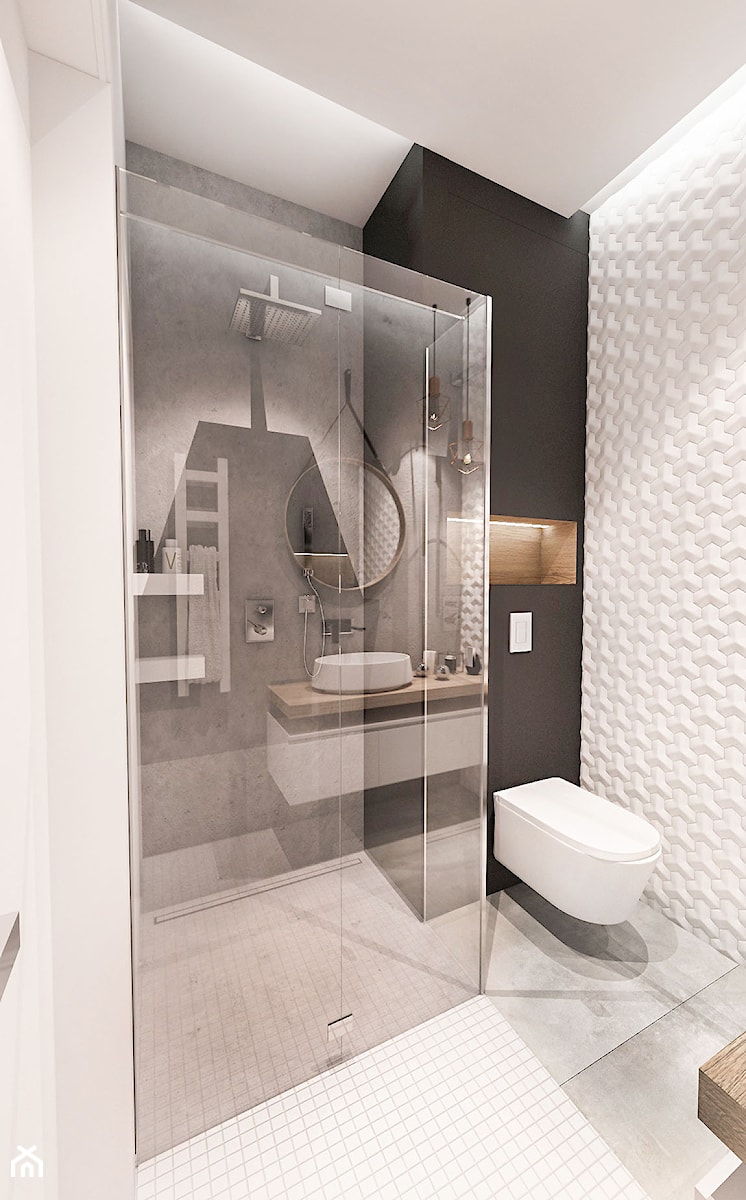 Projekt mieszkania 70m2- Wawa 2017 - Mała bez okna łazienka, styl nowoczesny - zdjęcie od BIBI Designe