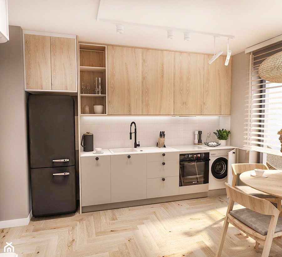Projekt małego mieszkania - Wawa 1 24 - Kuchnia, styl vintage - zdjęcie od BIBI Designe