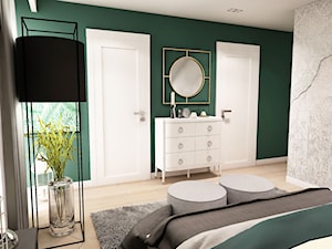 Projekt wnętrza domu pod Sewillą - Średnia szara zielona sypialnia - zdjęcie od BIBI Designe