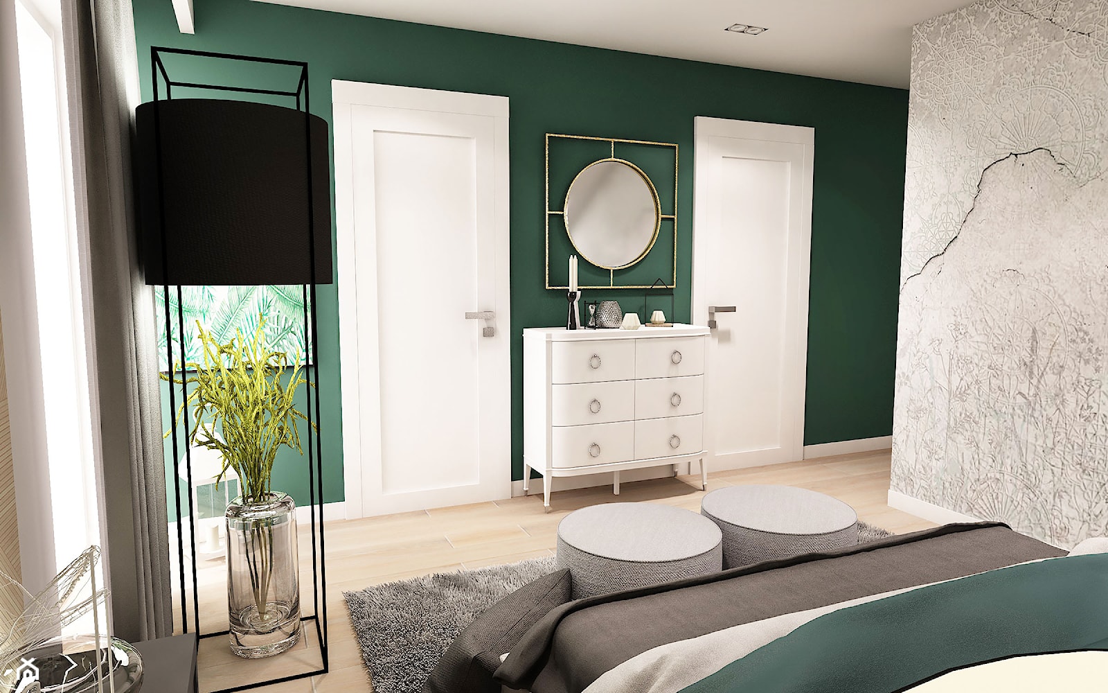 Projekt wnętrza domu pod Sewillą - Średnia szara zielona sypialnia - zdjęcie od BIBI Designe - Homebook