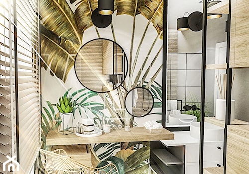 PROJEKT ŁAZIENKI - ZIELONA 2019 - Mała z lustrem łazienka z oknem, styl vintage - zdjęcie od BIBI Designe
