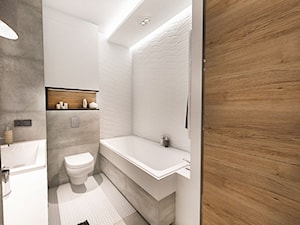 Projekt mieszkania 70m2- Wawa 2017 - Średnia bez okna z punktowym oświetleniem łazienka, styl nowoc ... - zdjęcie od BIBI