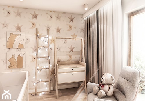 Projekt Mieszkania W-wa 2019 - Mały szary pokój dziecka dla niemowlaka dla chłopca dla dziewczynki - zdjęcie od BIBI
