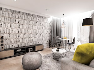 Projekt mieszkania w Łodzi 65 m2 - Średni salon z jadalnią, styl skandynawski - zdjęcie od BIBI