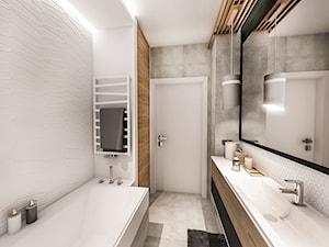 Projekt mieszkania 70m2- Wawa 2017 - Średnia bez okna z lustrem łazienka, styl nowoczesny - zdjęcie od BIBI