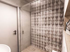 Projekt mieszkania w Łodzi 65 m2 - Mała bez okna z punktowym oświetleniem łazienka, styl skandynaws ... - zdjęcie od BIBI