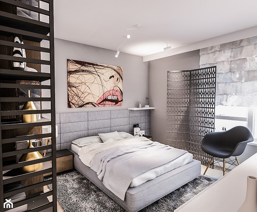 Projekt mieszkania - Austria 2017 - Średnia szara sypialnia - zdjęcie od BIBI