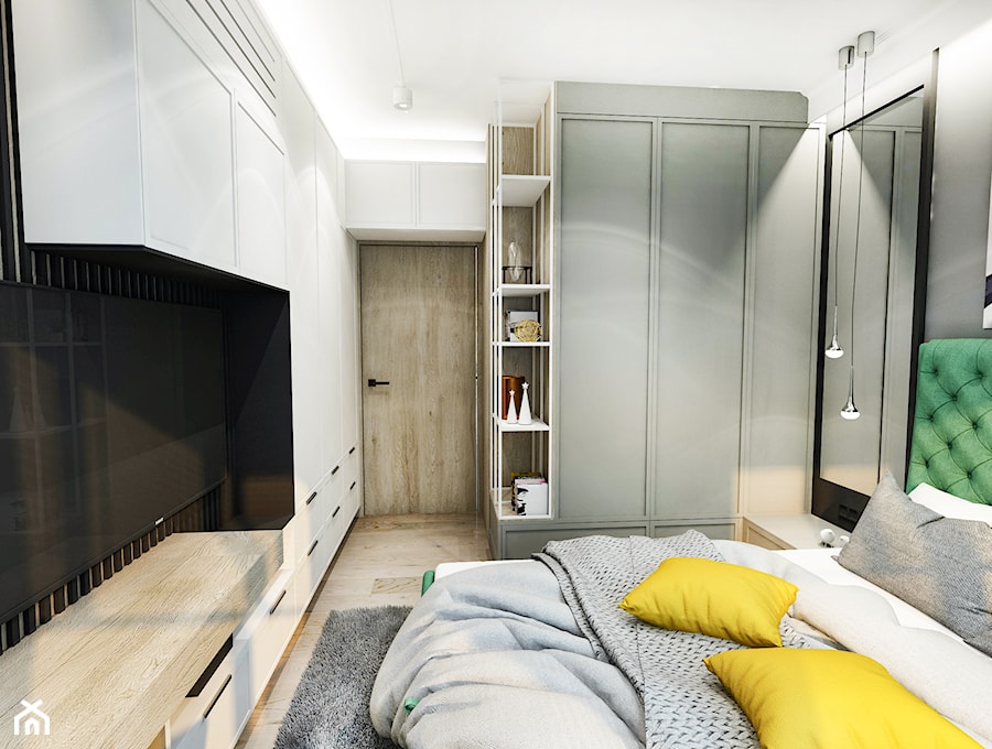 Projekt mieszkania w Apartamencie / Łódź 2022 - Sypialnia, styl nowoczesny - zdjęcie od BIBI Designe