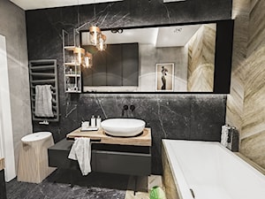 ŁAZIENKA - WROCŁAW 2019 - Średnia czarna szara łazienka bez okna, styl vintage - zdjęcie od BIBI