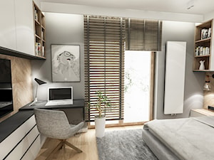Projekt Mieszkania W-wa 2019 - Mała szara z biurkiem sypialnia - zdjęcie od BIBI