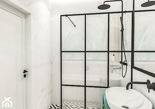 PROJEKT ŁAZIENKI - 6m2 - Średnia bez okna z lustrem łazienka, styl glamour - zdjęcie od BIBI Designe