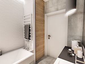 Projekt mieszkania 70m2- Wawa 2017 - Mała bez okna łazienka, styl nowoczesny - zdjęcie od BIBI
