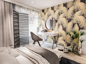 Projekt mieszkania - Austria 2017 - Średnia biała czarna sypialnia - zdjęcie od BIBI Designe