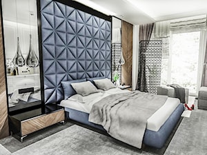 PROJEKT ŁAZIENKI I SYPIALNI - ŁÓDŹ 2019 - Średnia biała sypialnia, styl glamour - zdjęcie od BIBI Designe