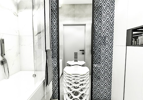 PROJEKT MIESZKANIA - LDZ 2018 - Mała bez okna z punktowym oświetleniem łazienka - zdjęcie od BIBI Designe