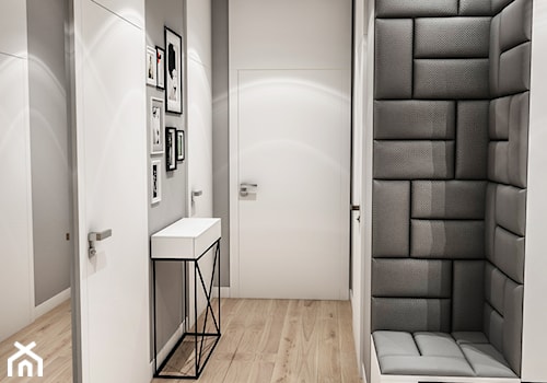 Projekt Mieszkania W-wa 2019 - Średni biały szary hol / przedpokój - zdjęcie od BIBI Designe