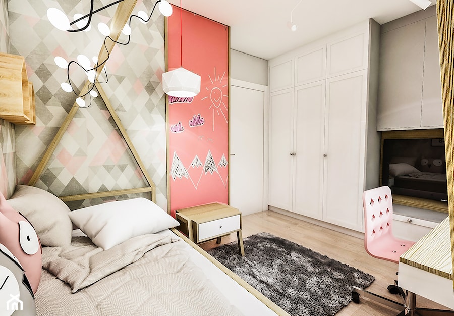 Projekt mieszkania - Gdańsk 2019 r. - Średni szary pokój dziecka dla dziecka dla nastolatka dla dziewczynki, styl vintage - zdjęcie od BIBI Designe
