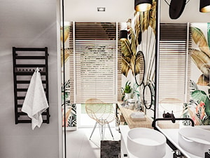 PROJEKT ŁAZIENKI - ZIELONA 2019 - Mała z lustrem z punktowym oświetleniem łazienka z oknem, styl v ... - zdjęcie od BIBI
