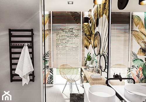 PROJEKT ŁAZIENKI - ZIELONA 2019 - Mała z lustrem z punktowym oświetleniem łazienka z oknem, styl vintage - zdjęcie od BIBI Designe