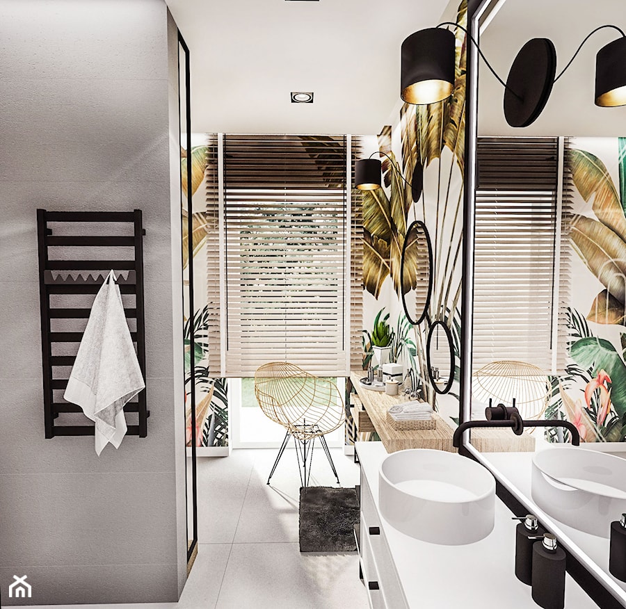 PROJEKT ŁAZIENKI - ZIELONA 2019 - Mała z lustrem z punktowym oświetleniem łazienka z oknem, styl vintage - zdjęcie od BIBI Designe
