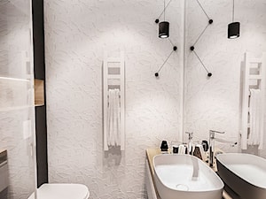 PROJEKT ŁAZIENKI - WAWA 2017 r. - Średnia bez okna z lustrem z punktowym oświetleniem łazienka, styl nowoczesny - zdjęcie od BIBI Designe