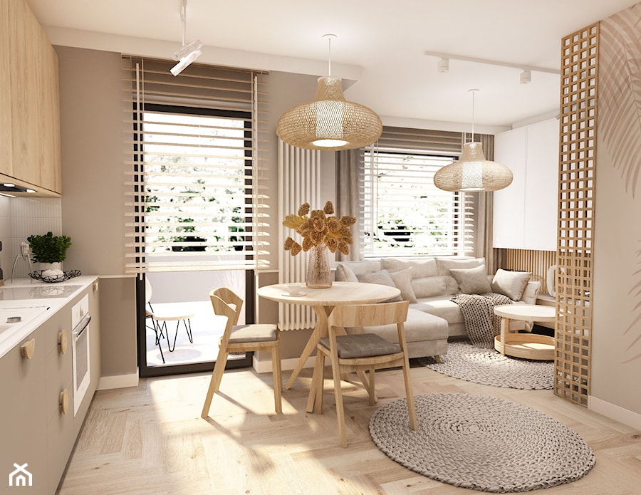Projekt małego mieszkania - Wawa 1 24 - Jadalnia, styl vintage - zdjęcie od BIBI Designe