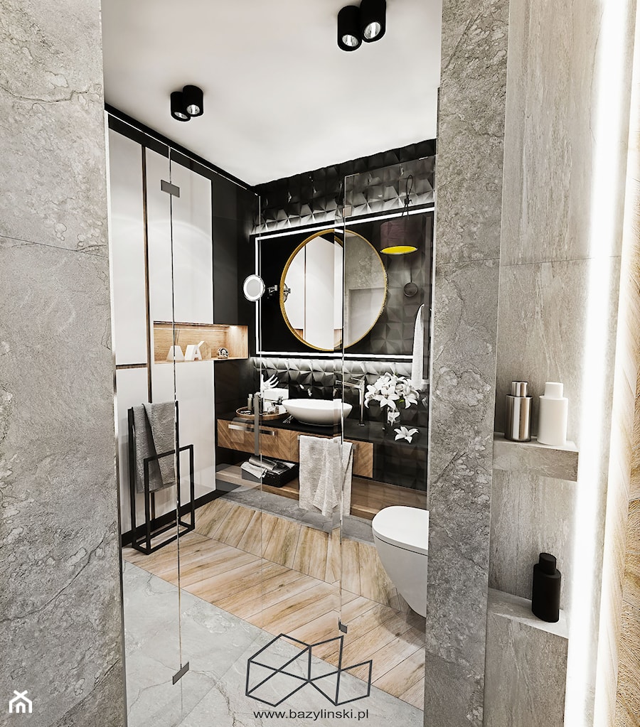 ŁAZIENKA -ŁÓDŹ 2019 - Średnia bez okna z punktowym oświetleniem łazienka, styl nowoczesny - zdjęcie od BIBI Designe
