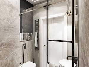 PROJEKT MIESZKANIA - WAWA-SŁUŻEW 2018 - Średnia bez okna z punktowym oświetleniem łazienka, styl glamour - zdjęcie od BIBI Designe