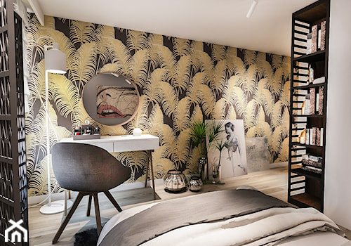 Projekt mieszkania - Austria 2017 - Mała biała szara sypialnia - zdjęcie od BIBI Designe