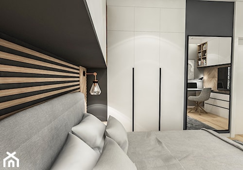 Projekt Mieszkania W-wa 2019 - Średnia czarna z biurkiem sypialnia - zdjęcie od BIBI Designe