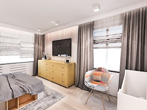Projekt mieszkania w Łodzi 65 m2 - Średnia biała sypialnia, styl skandynawski - zdjęcie od BIBI