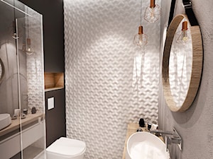 Projekt mieszkania 70m2- Wawa 2017 - Średnia bez okna z punktowym oświetleniem łazienka, styl nowoczesny - zdjęcie od BIBI Designe