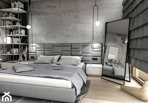 PROJEKT SYPIALNI 112018 - Średnia szara sypialnia, styl nowoczesny - zdjęcie od BIBI Designe