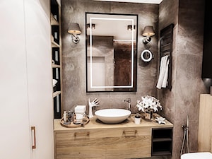 ŁAZIENKA - IRON BRONZE ŁÓDŹ 2019 - Średnia bez okna z punktowym oświetleniem łazienka, styl vintage - zdjęcie od BIBI Designe