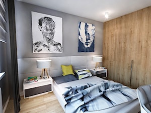 PROJEKT MIESZKANIA W WARSZAWIE 2015 - Średnia biała szara sypialnia, styl nowoczesny - zdjęcie od BIBI