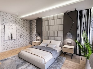 PROJEKT MIESZKANIA - LDZ 2017 - Średnia czarna szara sypialnia - zdjęcie od BIBI Designe