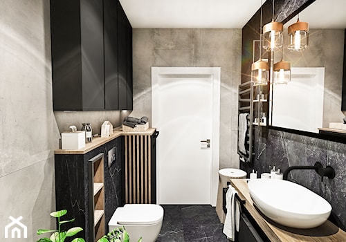 ŁAZIENKA - WROCŁAW 2019 - Mała bez okna z punktowym oświetleniem łazienka, styl vintage - zdjęcie od BIBI Designe