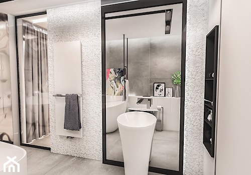 PROJEKT ŁAZIENKI -LDZ 2018 - Średnia bez okna z lustrem z punktowym oświetleniem łazienka, styl nowoczesny - zdjęcie od BIBI Designe