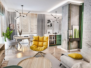 Projekt mieszkania w Apartamencie / Łódź 2022 - Salon, styl skandynawski - zdjęcie od BIBI Designe