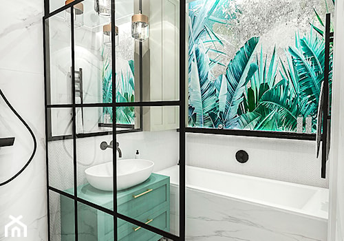 PROJEKT ŁAZIENKI - 6m2 - Mała bez okna z lustrem ze szkłem na ścianie łazienka, styl glamour - zdjęcie od BIBI Designe