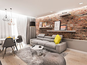 Projekt mieszkania w Łodzi 65 m2 - Średni duży salon, styl skandynawski - zdjęcie od BIBI
