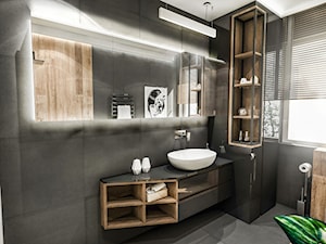 PROJEKT ŁAZIENKI - ŁDZ 2019 - Średnia z lustrem łazienka z oknem, styl nowoczesny - zdjęcie od BIBI