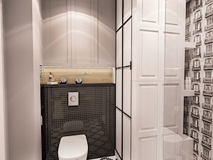 PROJEKT MAŁEJ ŁAZIENKI w Kamienicy - Wawa - Mała bez okna z punktowym oświetleniem łazienka, styl glamour - zdjęcie od BIBI Designe