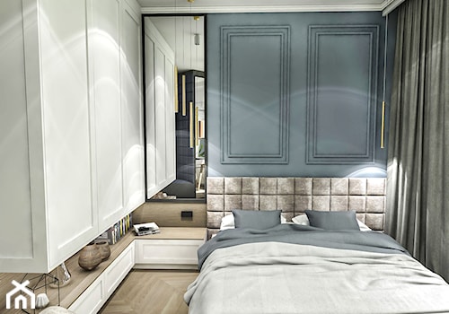 PROJEKT MIESZKANIA - WAWA-SŁUŻEW 2018 - Mała biała sypialnia, styl tradycyjny - zdjęcie od BIBI Designe