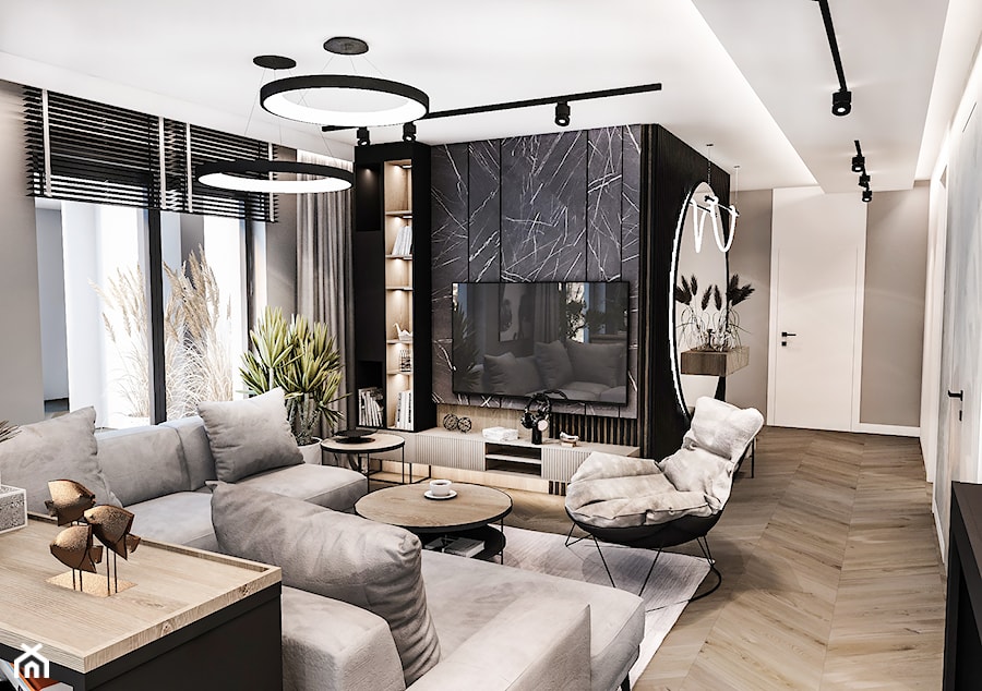 RADOM -2023 / projekt domu jednorodzinnego - Salon, styl nowoczesny - zdjęcie od BIBI Designe