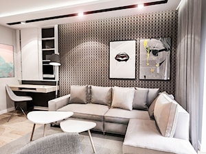 Projekt mieszkania 70m2- Wawa 2017 - Średni szary salon, styl nowoczesny - zdjęcie od BIBI