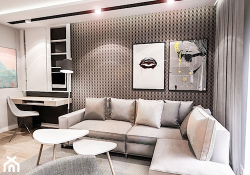 Projekt mieszkania 70m2- Wawa 2017 - Średni szary salon, styl nowoczesny - zdjęcie od BIBI Designe