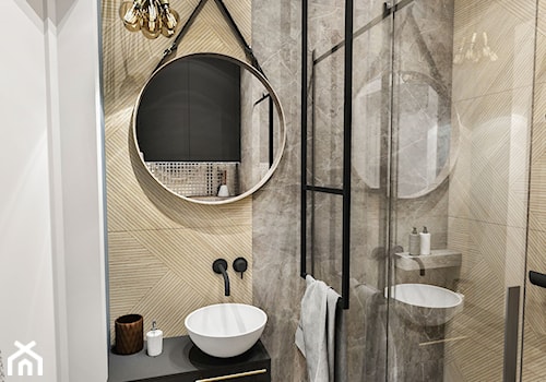 Projekt małej łazienki - Mała bez okna łazienka, styl nowoczesny - zdjęcie od BIBI Designe