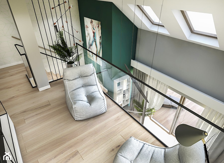 Projekt wnętrza domu pod Sewillą - Duży szary zielony hol / przedpokój - zdjęcie od BIBI Designe